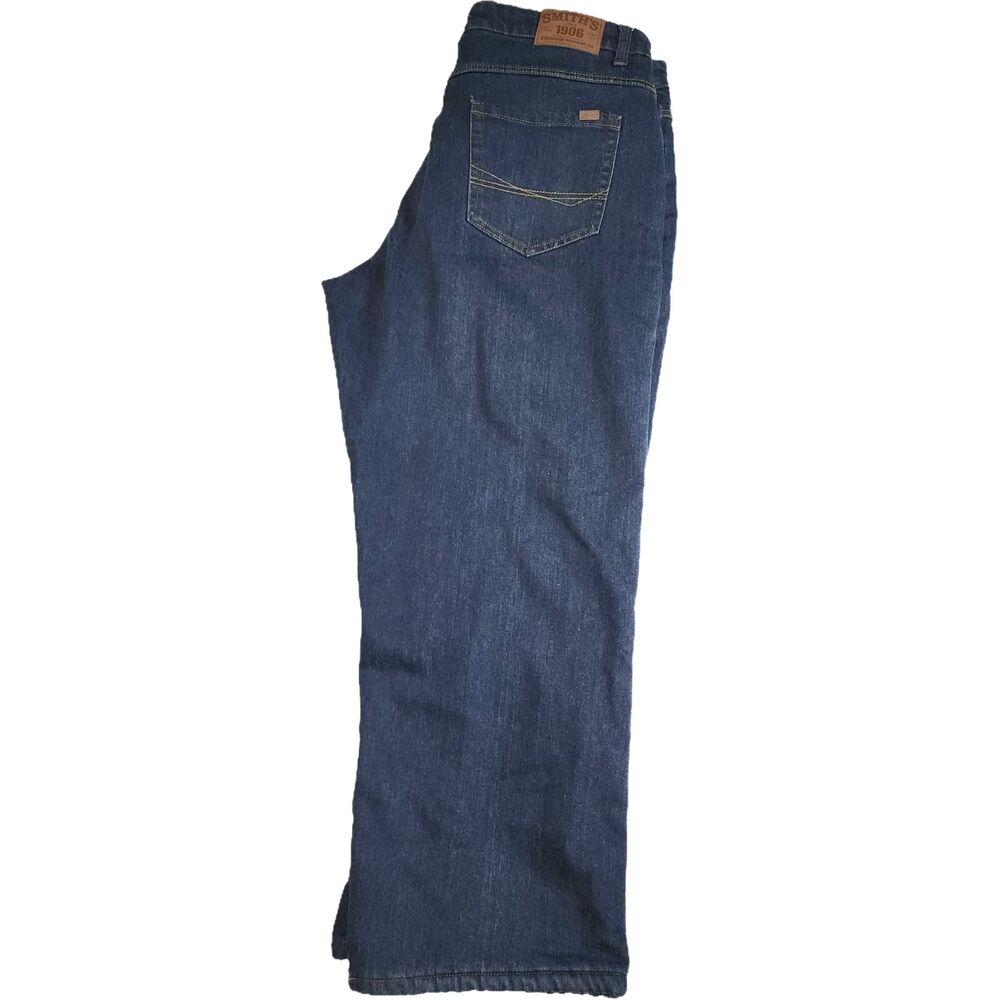 Smith's Workwear Stretch Fleece Lined Dark Blue Denim Jeans Size 40 x 30